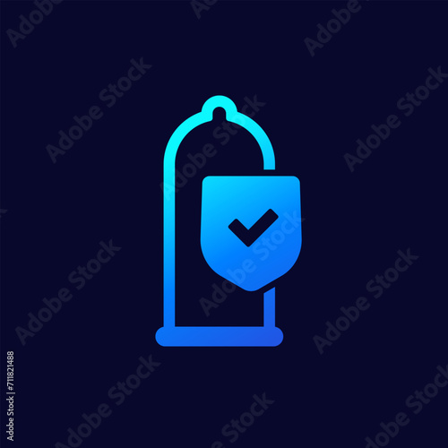 condom and a shield vector icon