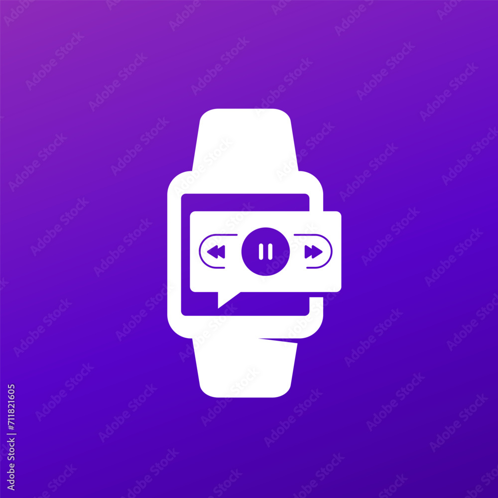 Music player in smart watch, vector Music player in smart watch, vector