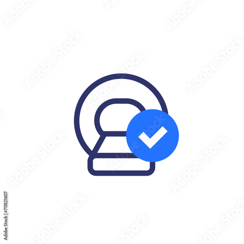 MRI, CT scanner icon with checkmark