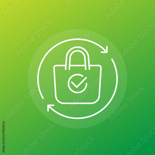 Recycle plastic bag line vector icon