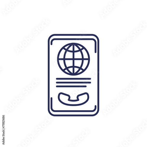 roaming line icon with a smart phone
