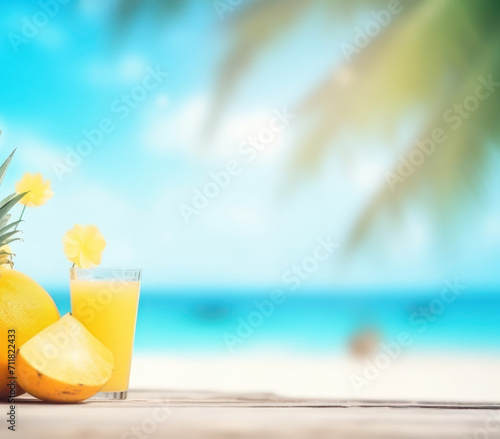 summer tropic travel vacation background, copy space, space for text, gentle minimalistic background