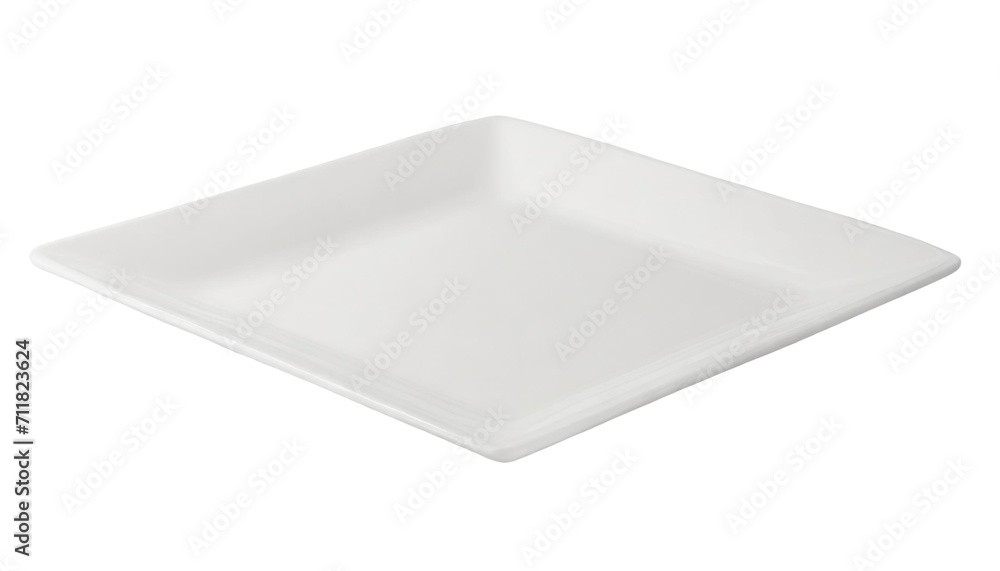 Empty white square plate isolated on a transparent background. Empty white square plate isolated on a transparent background.