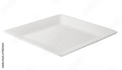 Empty white square plate isolated on a transparent background. photo