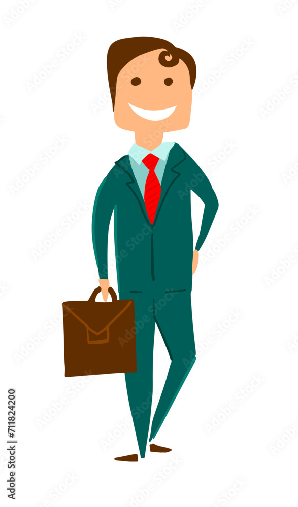 Businessman with diplomat. hand drawing. Not AI, Vector illustration Businessman with diplomat. hand drawing. Not AI, Vector illustration
