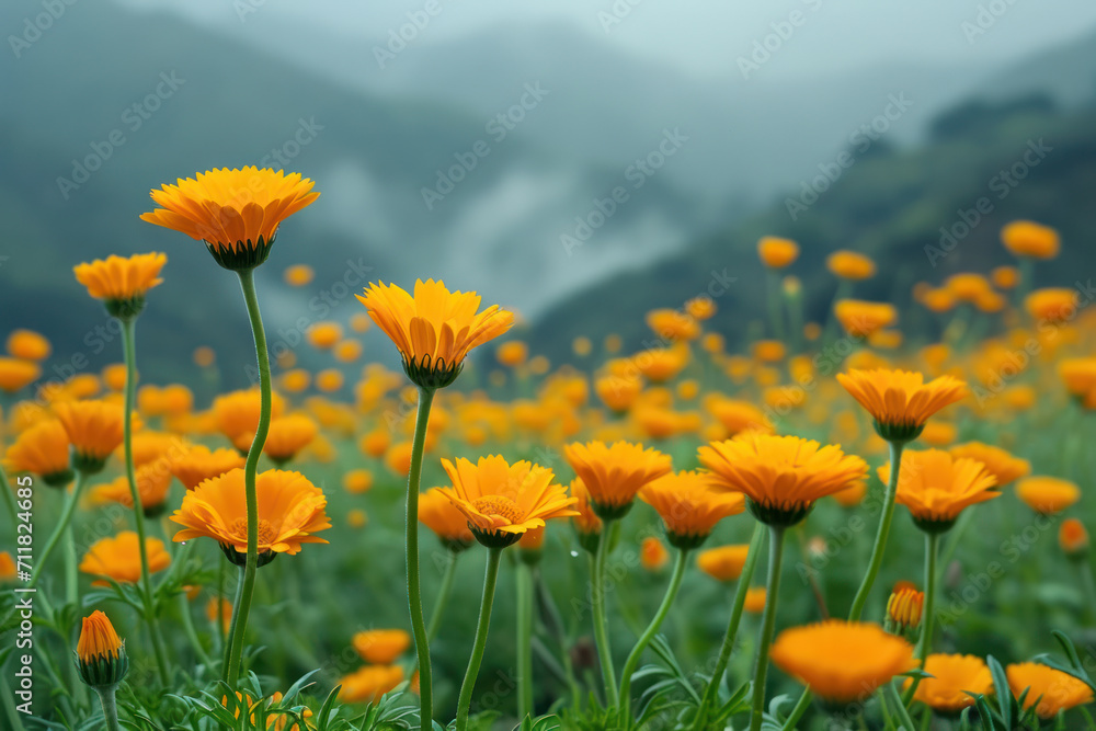 Vibrant Orange Blossoms, Terragen-inspired Serenity Vibrant Orange Blossoms, Terragen-inspired Serenity