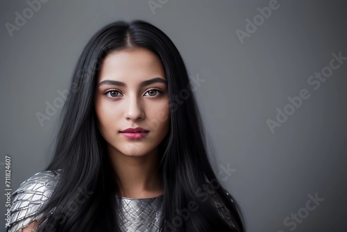 portrait of a woman beautiful long hair female teenager woman lady. People Human Generated AI