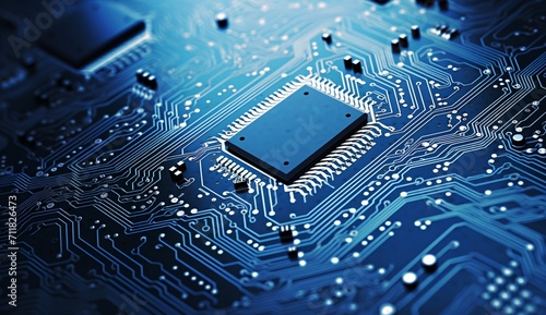 A close-up image of a computer chip on a circuit board