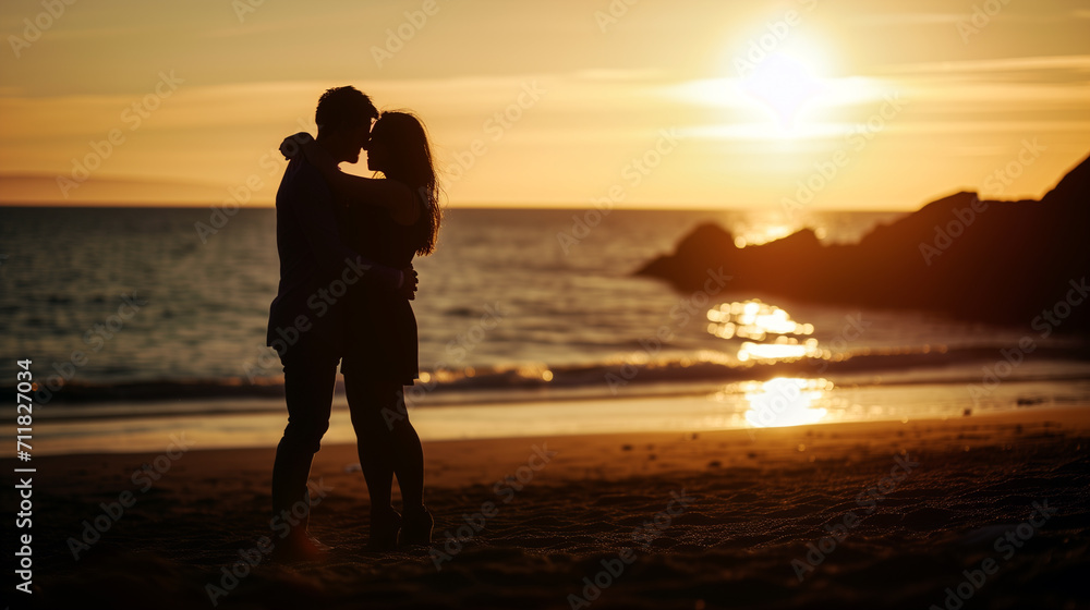 Couple Getting Engaged at the Beach During Golden Hour