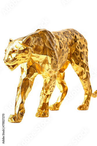 golden lion statue isolated on transparent background