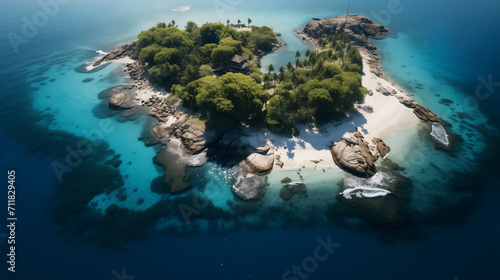 Drone shot of a tropical island