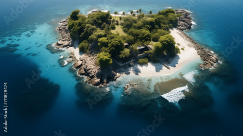 Drone shot of a tropical island © tiagozr