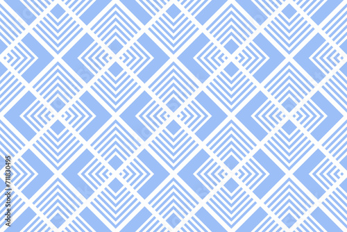 Abstract Diagonal Seamless Geometric Checked Light Blue Pattern.