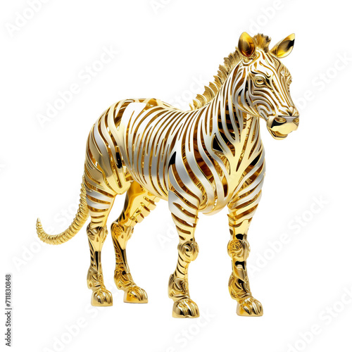 golden zebra statue isolated on transparent background © Lucas
