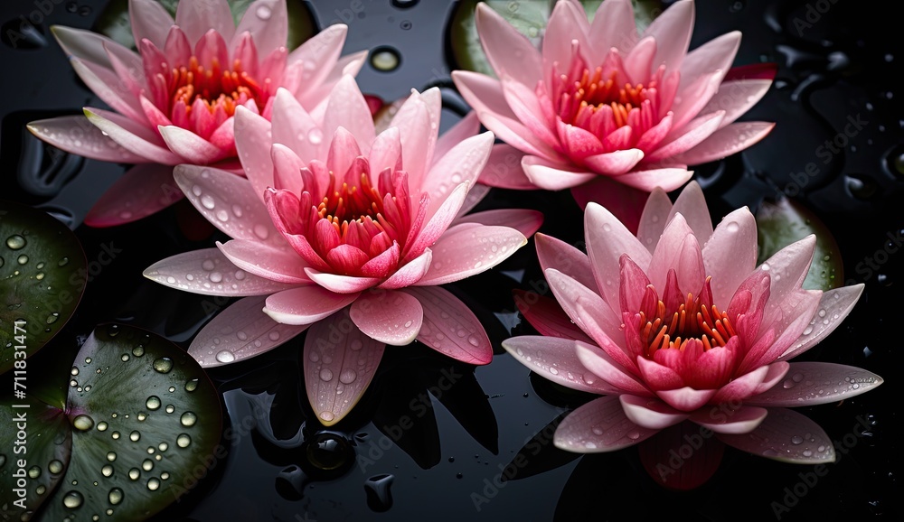 white flowers in water on dark background