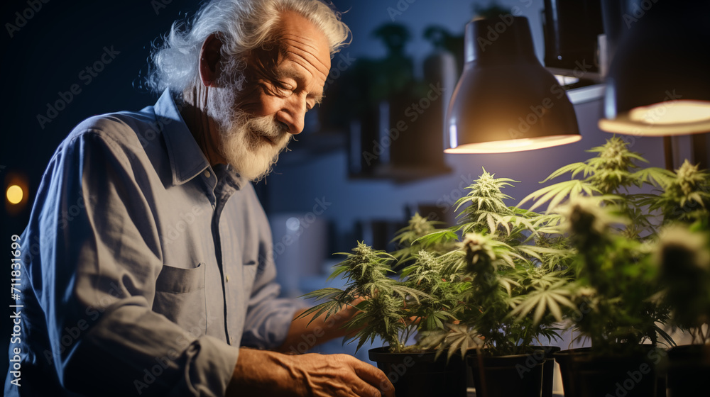 an senior is growing cannabis in his room