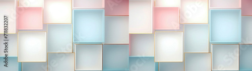 White, pastell blue and pink blocks, closeup of mosaic squares in layers, graphics for backgrounds, wallpaper, texture for web business