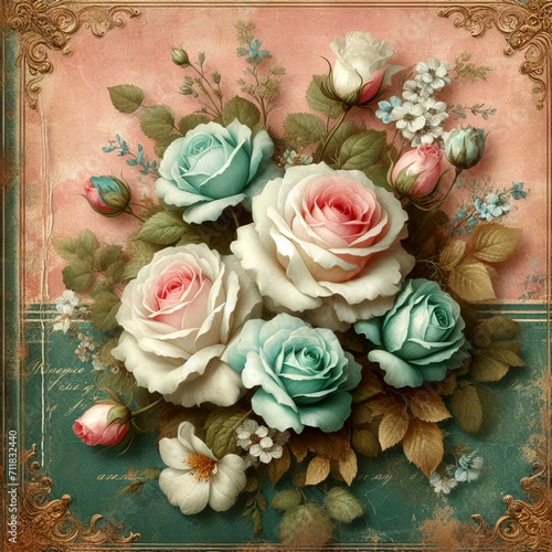 bouquet of roses on wooden background © CreativeVirginia