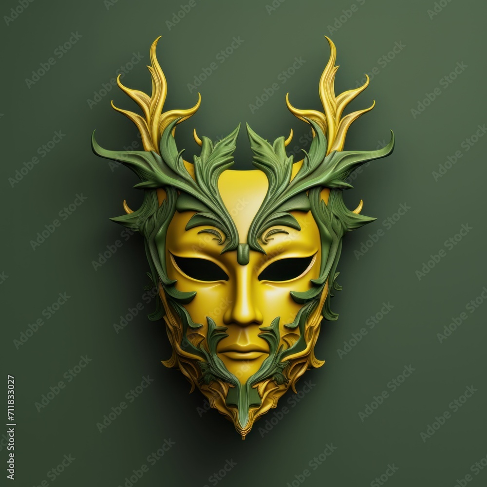 Cernunnos Modern and Stylish Mask, Green and Yellow Colors Cernunnos Modern and Stylish Mask, Green and Yellow Colors