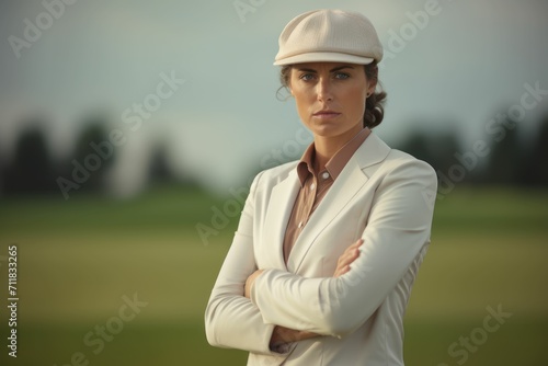 Portrait of a confident young woman in a golf outfit 