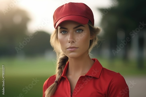 Portrait of a confident young woman in a golf outfit 