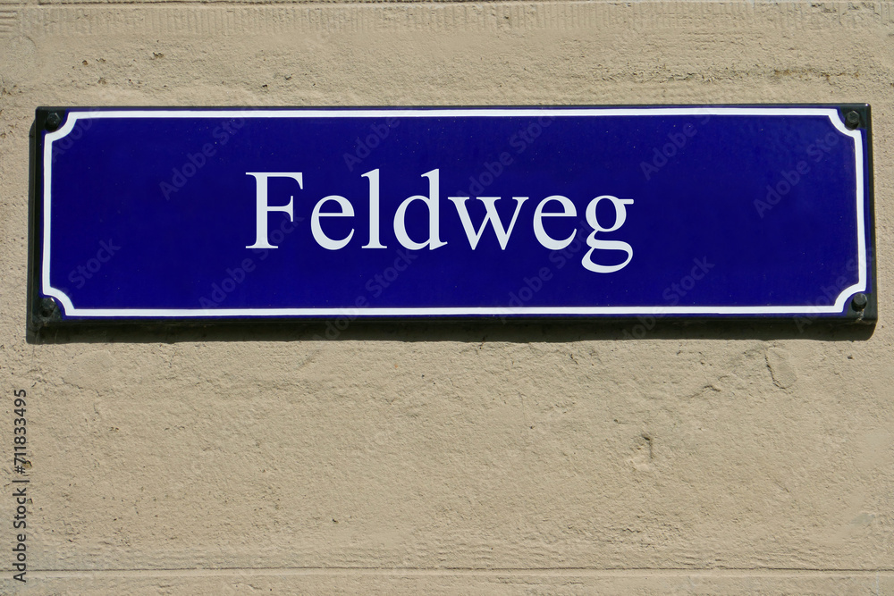 Emailleschild Feldweg