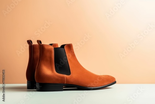 orange color fancy velvet boots