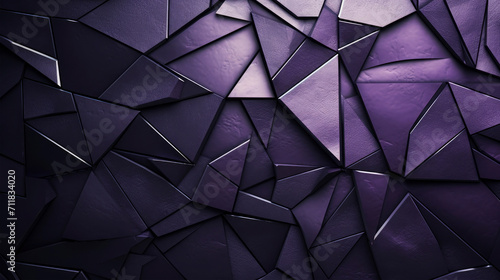 Closeup of purple geometric polygons of triangles stones, modern architectural mosaic design in layers, 3d effect, background texture, business web