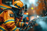 Feuerwehrmann Wartung von Ausrüstung und Feuerwehrauto