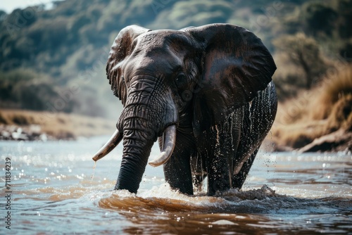 Beautiful elephant in water
