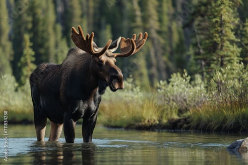 Moose in a lake 