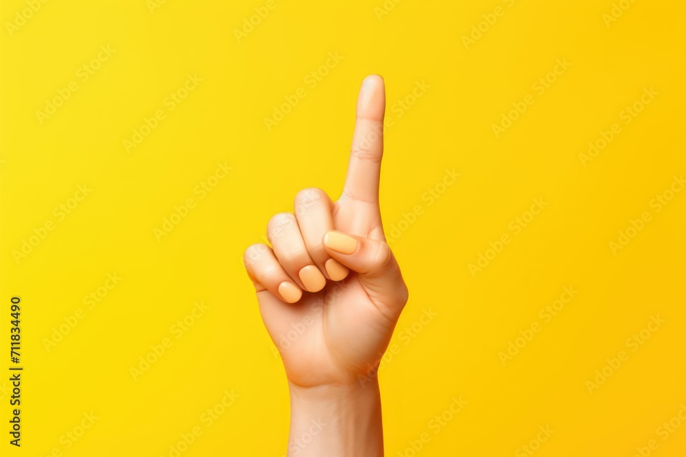 Naklejka premium Hand gesture, solid color background