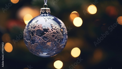 christmas ball ornament hanging on a branch