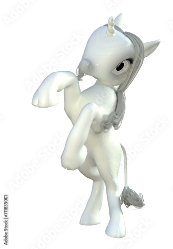 Cute baby unicorn  3D generated illustration  cartoon style  Image 9 of a series in various colors and poses. 