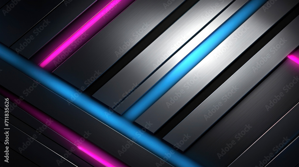 Closeup of metallic oblique stripes and wide lines in grey black and blue, pink colored, geometric graphic, modern industrial business design, background textured pattern in layers 3d Closeup of metallic oblique stripes and wide lines in grey black and blue, pink colored, geometric graphic, modern industrial business design, background textured pattern in layers 3d
