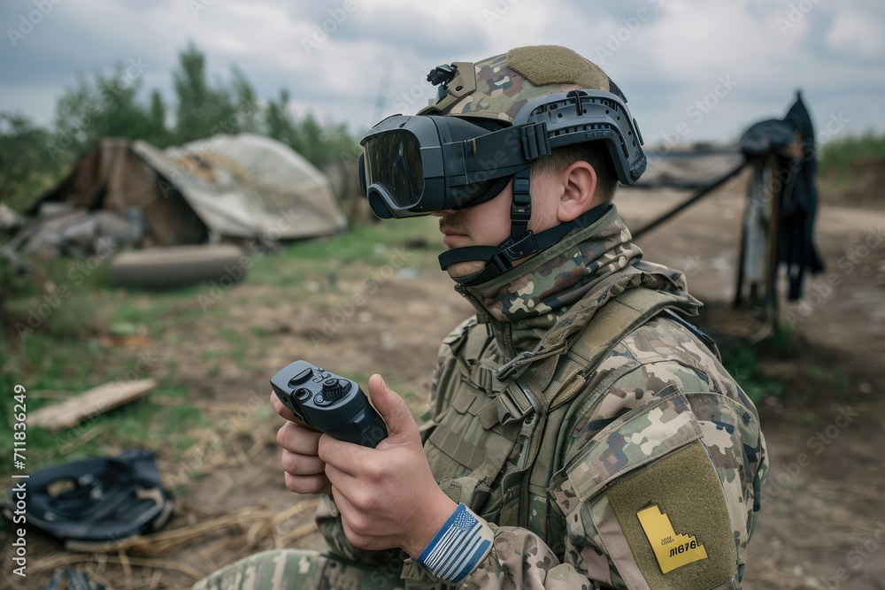 Fototapeta premium Battlefield Innovation: FPV Drone Operator