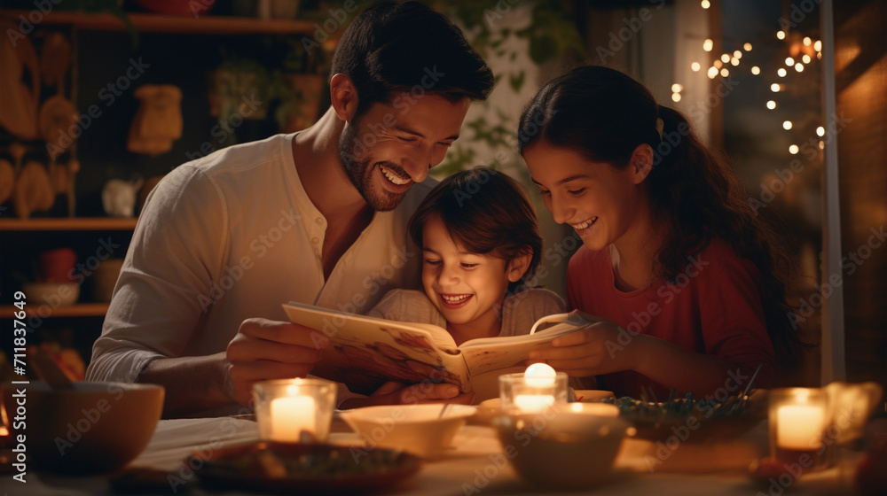 The Tender Connection of a Youthful Family Sharing a Fairy Tale with Their Children The Tender Connection of a Youthful Family Sharing a Fairy Tale with Their Children