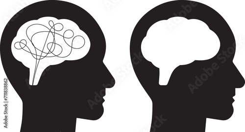 Thinking Man Icon. man thinking with question marks. Question mark in the thought bubble. Human emotion, facial expression, feeling concept illustration in vector