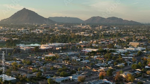 Aerial view of the city of Scottsdale Arizona suburbs and residential neighborhood