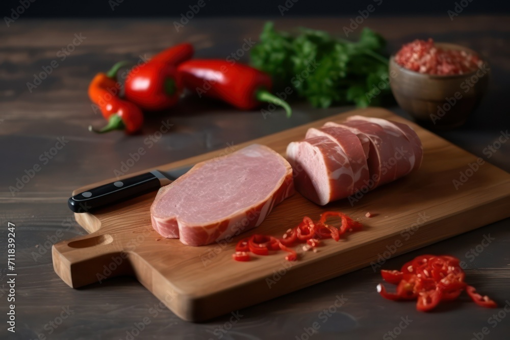 cutting salami with knife, ham and salami, salami and vegetables cutting salami with knife, ham and salami, salami and vegetables