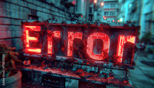 The Black text "Error" animation with glitch effect ,generative ai