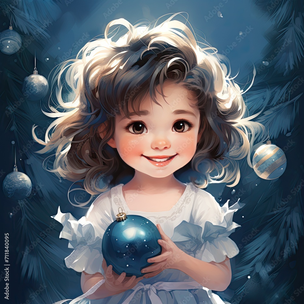 Naklejka premium girl with christmas ball