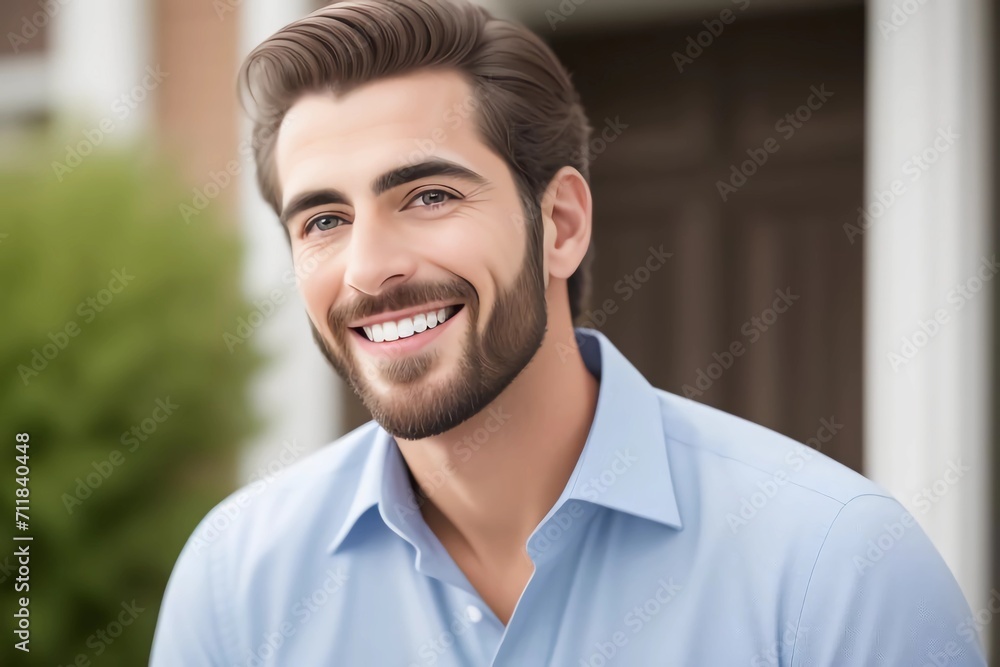Joyful Happiness person man male male model human father people. Generated AI Joyful Happiness person man male male model human father people. Generated AI