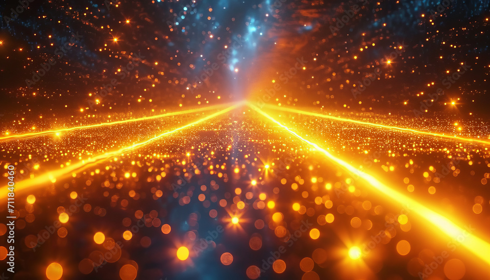 yellow laser effect neon glowing frame background. repetitive motion