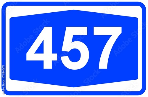 Illustration eines Autobahnschildes der Autobahn 457 in Deutschland 