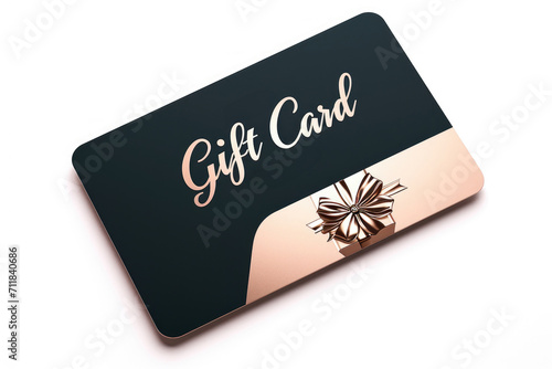 Dark pink and gray gift card with ribbon and bow photo