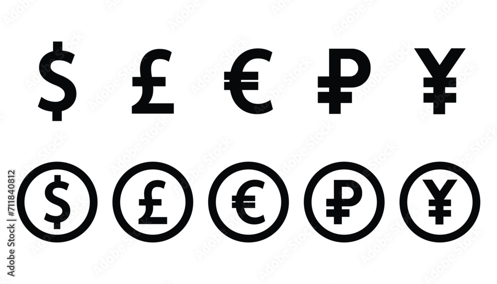 set of money symbols vector - obrazy, fototapety, plakaty 