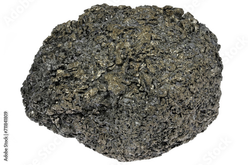 native bismuth from Niederschlema, Ore Mountains, Germany isolated on white background