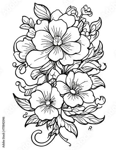 coloring book for children with flowers in spring