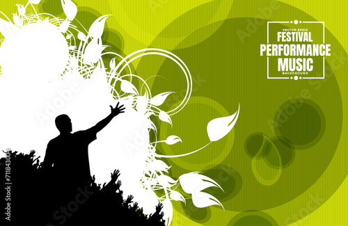 Nightlife and music festival concept. Dancing people at music festival